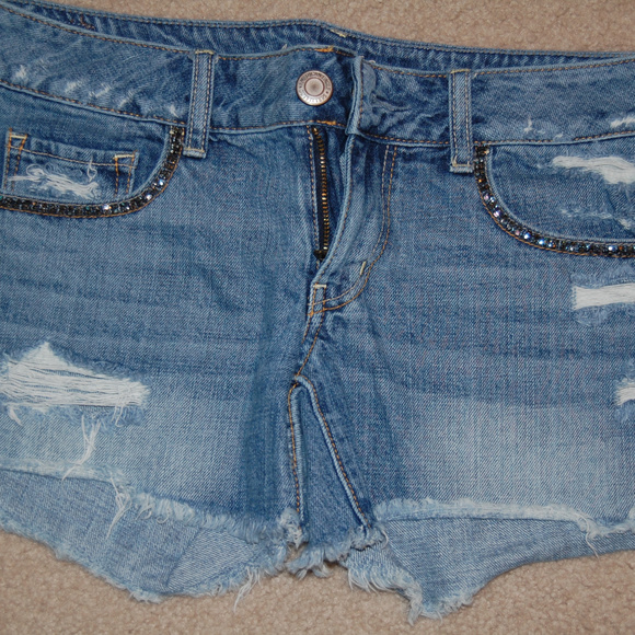 American Eagle Outfitters Pants - American Eagle Distressed Shorts w/ a little bling